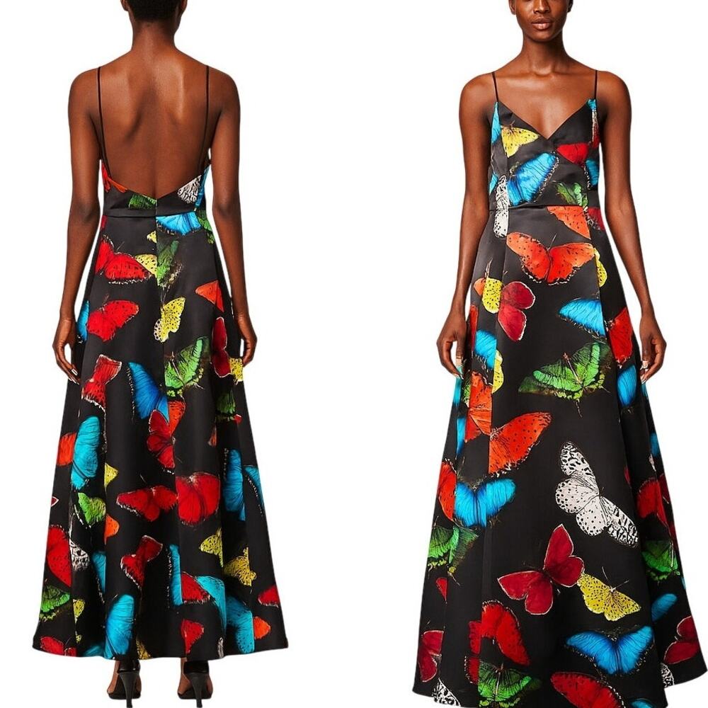 Alice + Olivia Butterfly Print Ball Gown Size 10 Black Tie Formal